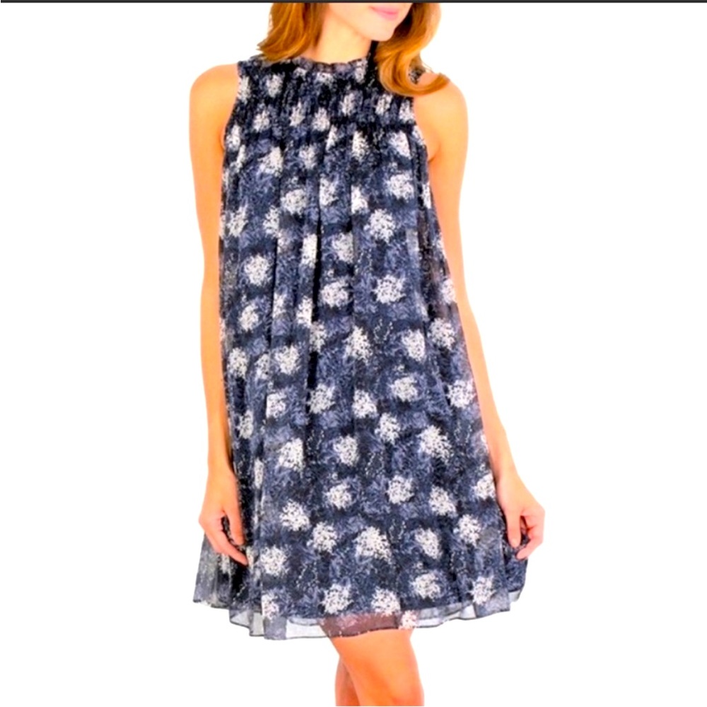 EUC Joie Navy Blue and White Floral MIDI, Sleeveless, Dress